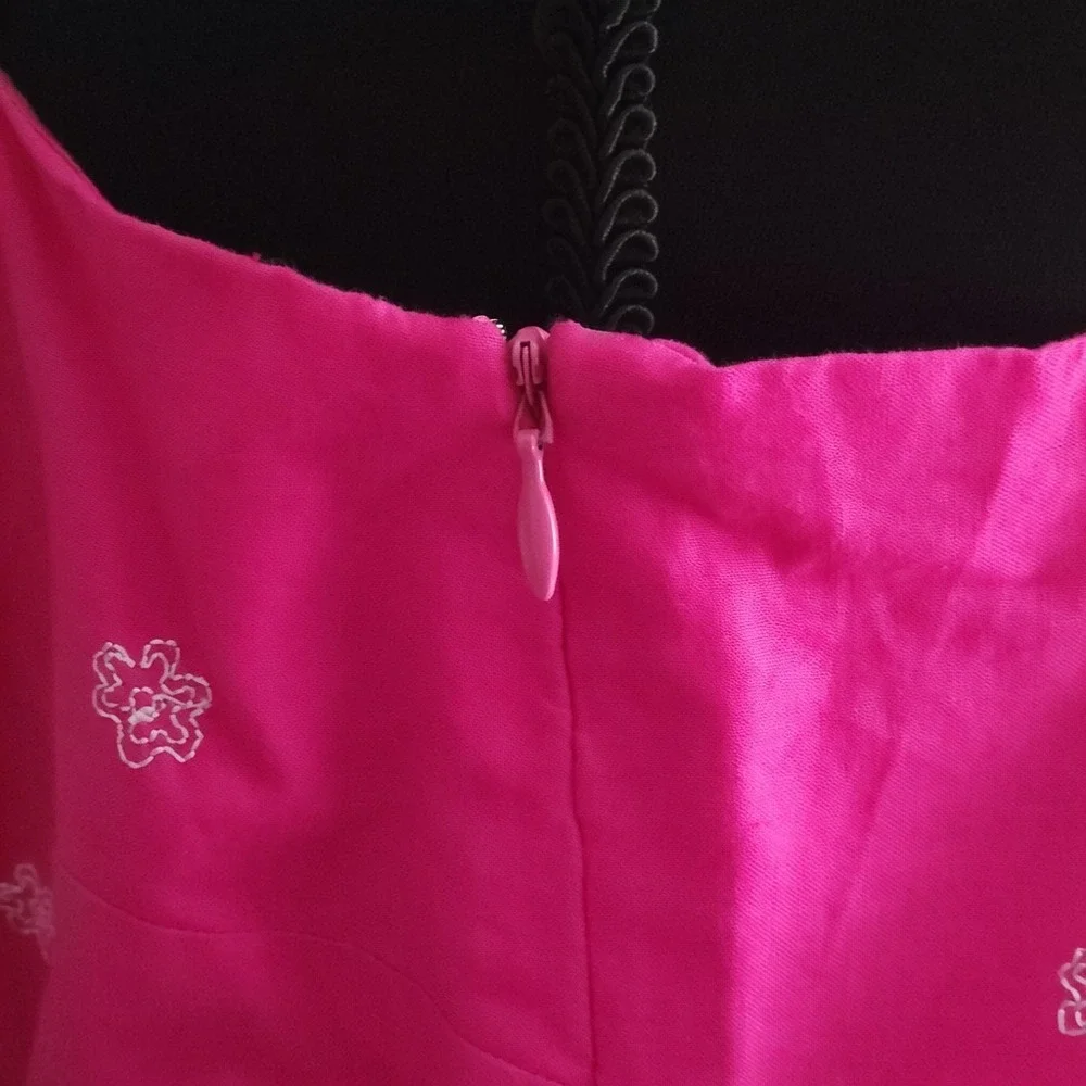 Vintage Ralph Lauren Sun Dress Pink Embroidered Linen-Cotton Boho 17.5 P2P - Picture 7 of 7